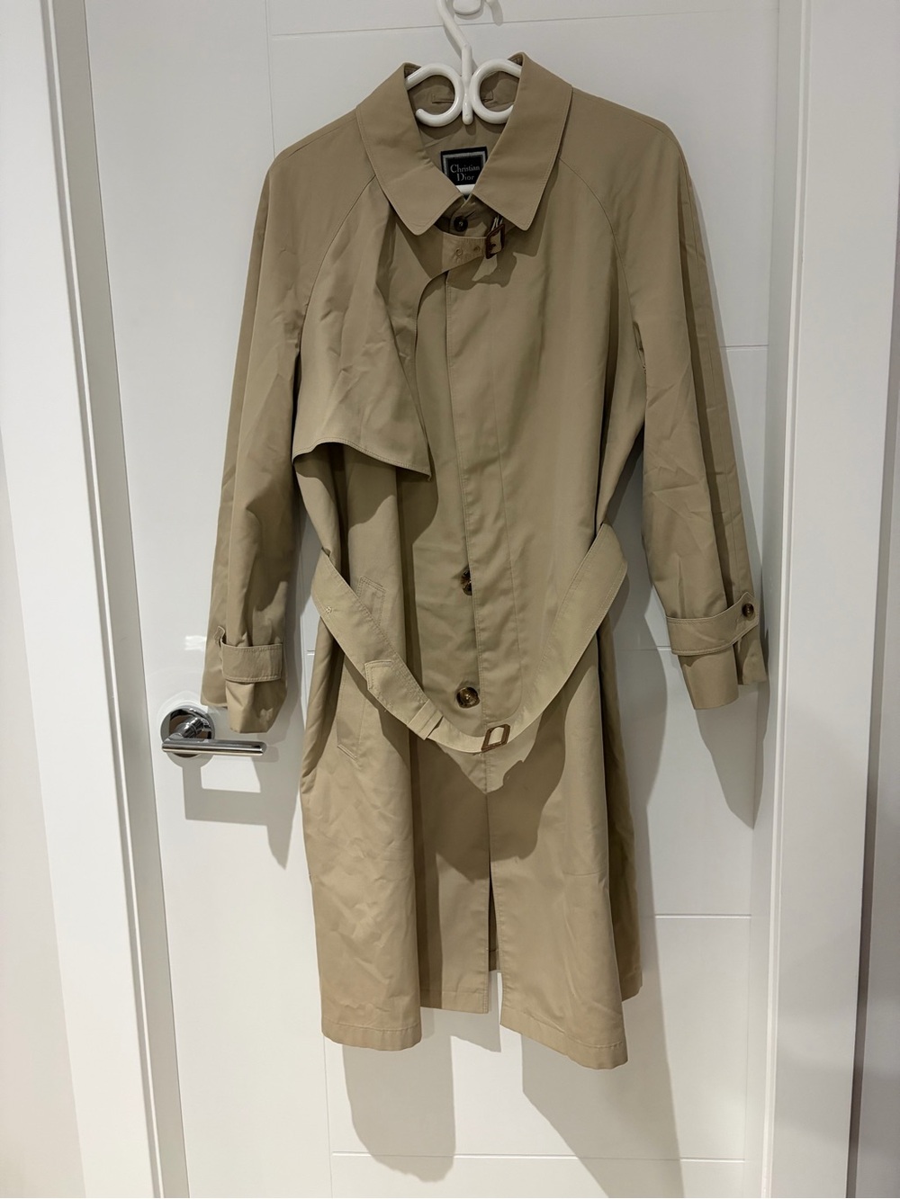 Dior Men's Khaki Trench Coat with Belt